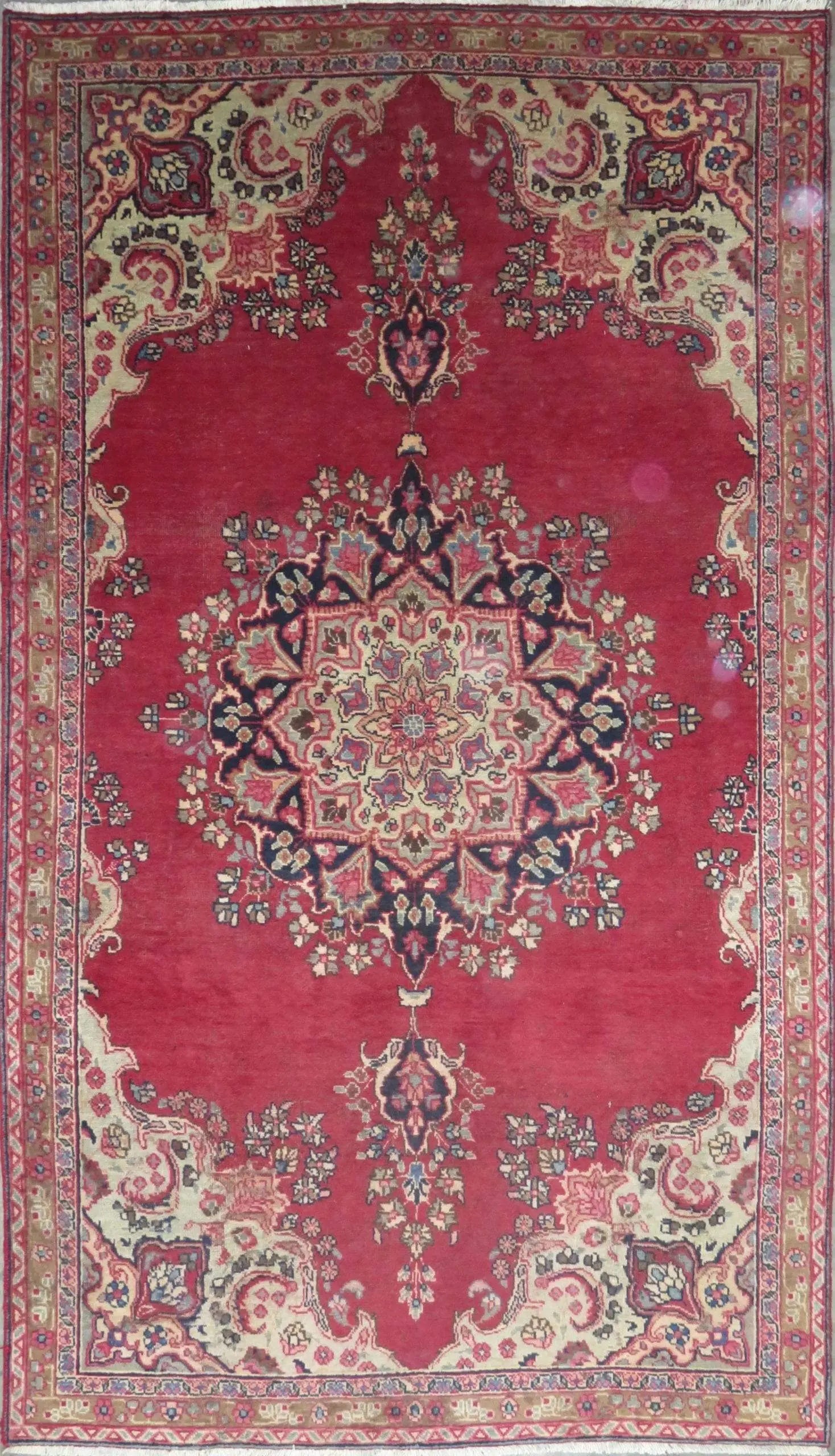 Hand-Knotted Persian Wool Rug _ Luxurious Vintage Design, 7'9" x 4'5", Artisan Crafted